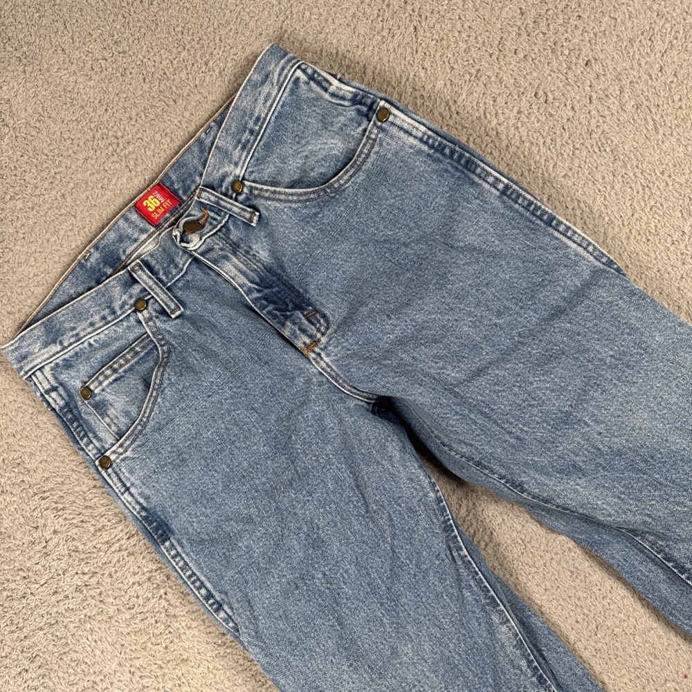 Wrangler 36MWZ Jeans Mens 30x32 Slim Fit Light Wash Western Cowboy Cotton Denim